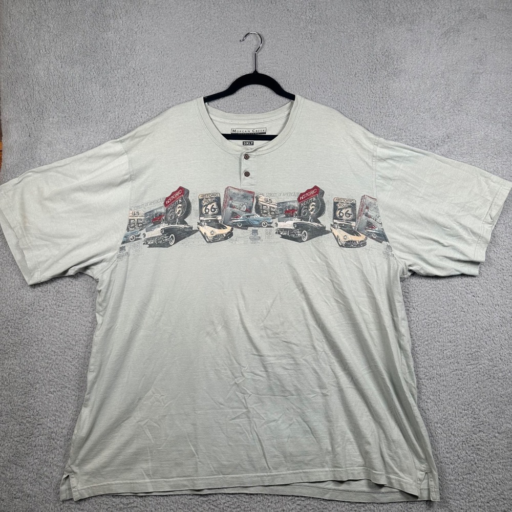 Morgan‎ Creek Outfitters Route 66 Vintage Car Henley T Shirt Mens 3XLT Cotton